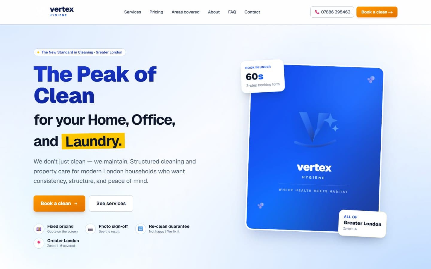 Vertex Hygiene website
